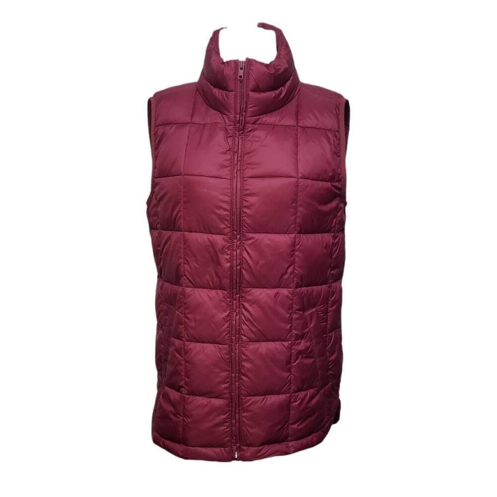 Gap Recycled Puffer Vest Women's Size XS Burgundy Quilted Sleeveless Full Zip Fr